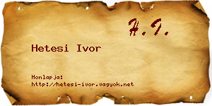 Hetesi Ivor névjegykártya